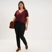 Pantalon droit taille haute extensible noir femme grande taille