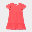 Robe volantée évasée manches courtes rose cerise bébé fille