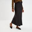 Jupe effet satin midi évasée noir femme
