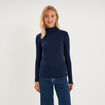 T-shirt manches longues col roul&eacute; bleu marine femme