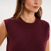 Pull sans manches col rond violet fonc&eacute; femme