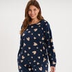 Ensemble velours pyjama t-shirt pantalon bleu gris femme grande taille
