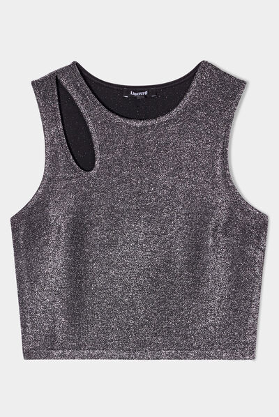 Débardeur paillettes Liberto noir femme