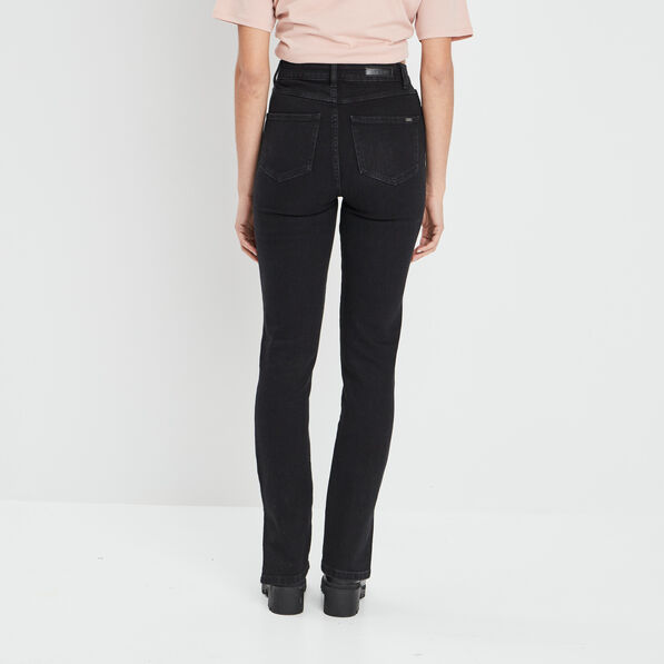 jeans slim taille haute fendu denim noir femme Jeans slim taille haute fendu denim noir femme