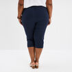 Pantacourt chino lin mélangé bleu foncé femme grande taille