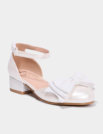 Babies à talons avec noeuds blanc fille
