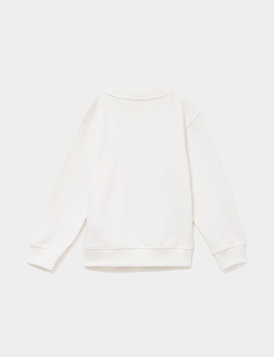 Sweat col rond manches longues Stitch blanc fille
