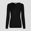 Pull col V manches longues noir femme