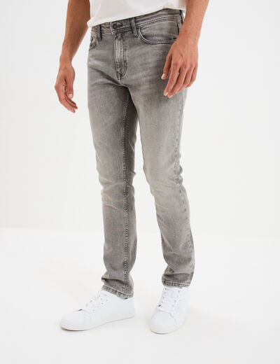 Jeans denim straight 5 poches Creeks denim gris homme