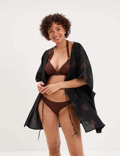 Haut de maillot de bain forme triangle marron femme