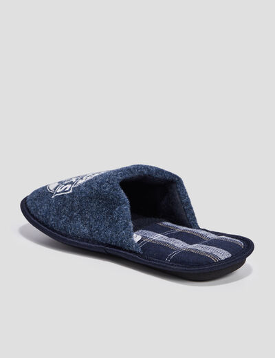 Mules bout rond bleu homme