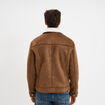 Veste bomber effet su&eacute;dine col aviateur marron homme