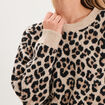 Pull col rond &agrave; manches longues beige clair femme