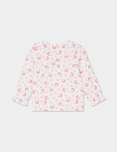 Blouse avec volants en gaze de coton creme bébé fille