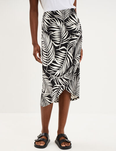 Jupe longue portefeuille noir femme