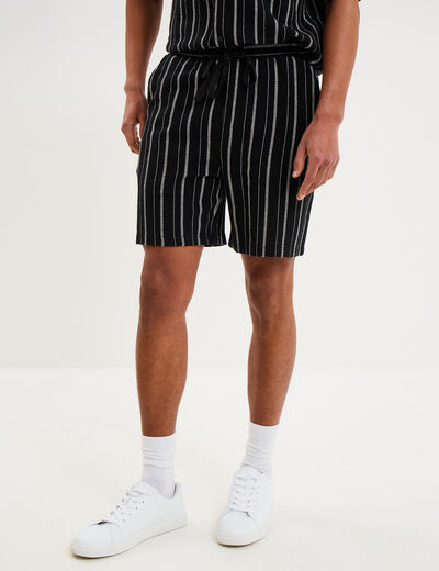 Bermuda short chino droit coton noir homme