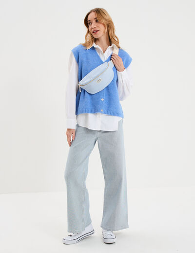 Gilet sans manches col en V bleu electrique femme