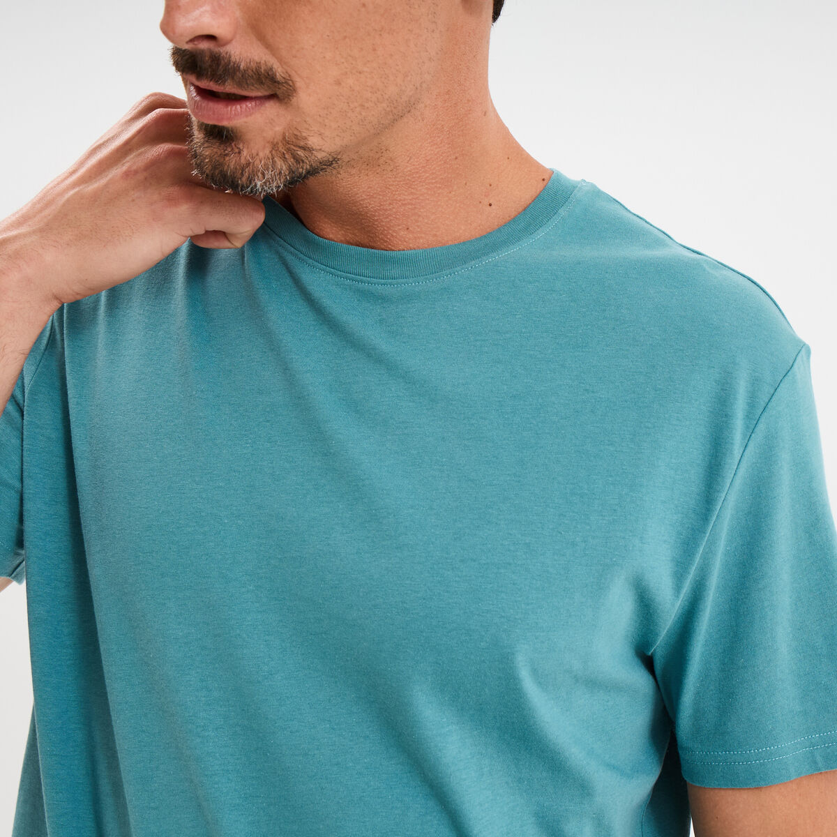 T-shirt en coton manches courtes bleu pétrole homme