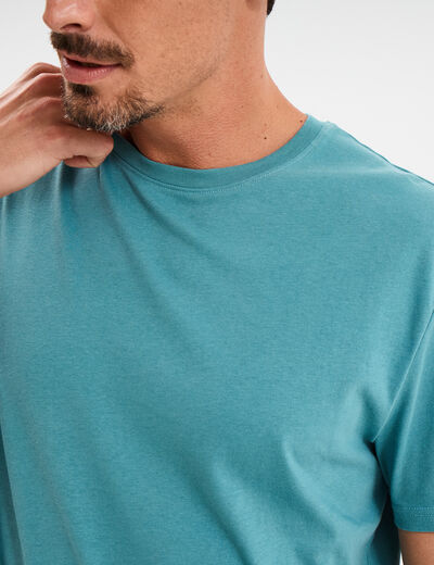 T-shirt en coton manches courtes bleu pétrole homme