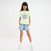T-shirt manches courtes Stitch jaune fluo fille