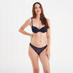 Tanga en dentelle doublure coton bleu marine femme