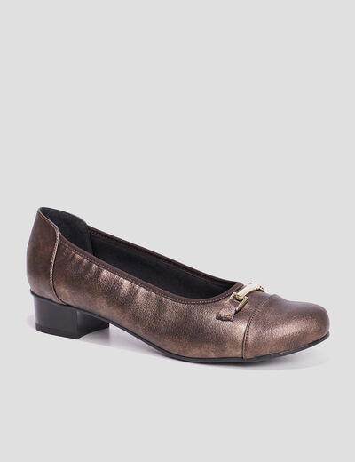 Ballerines à talons pied large marron foncé femme