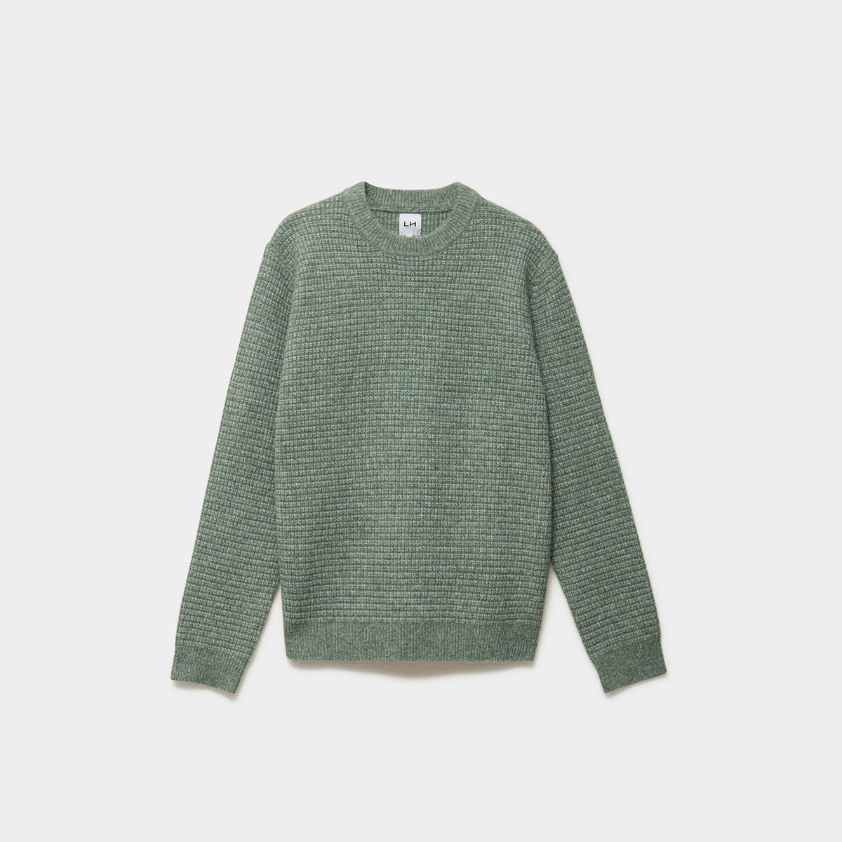 Pull col rond manches longues vert kaki homme