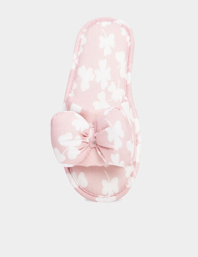Chaussons mules à noeuds rose femme