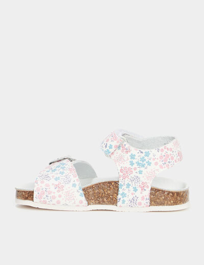 Sandales à scratchs en cuir blanc bébé fille