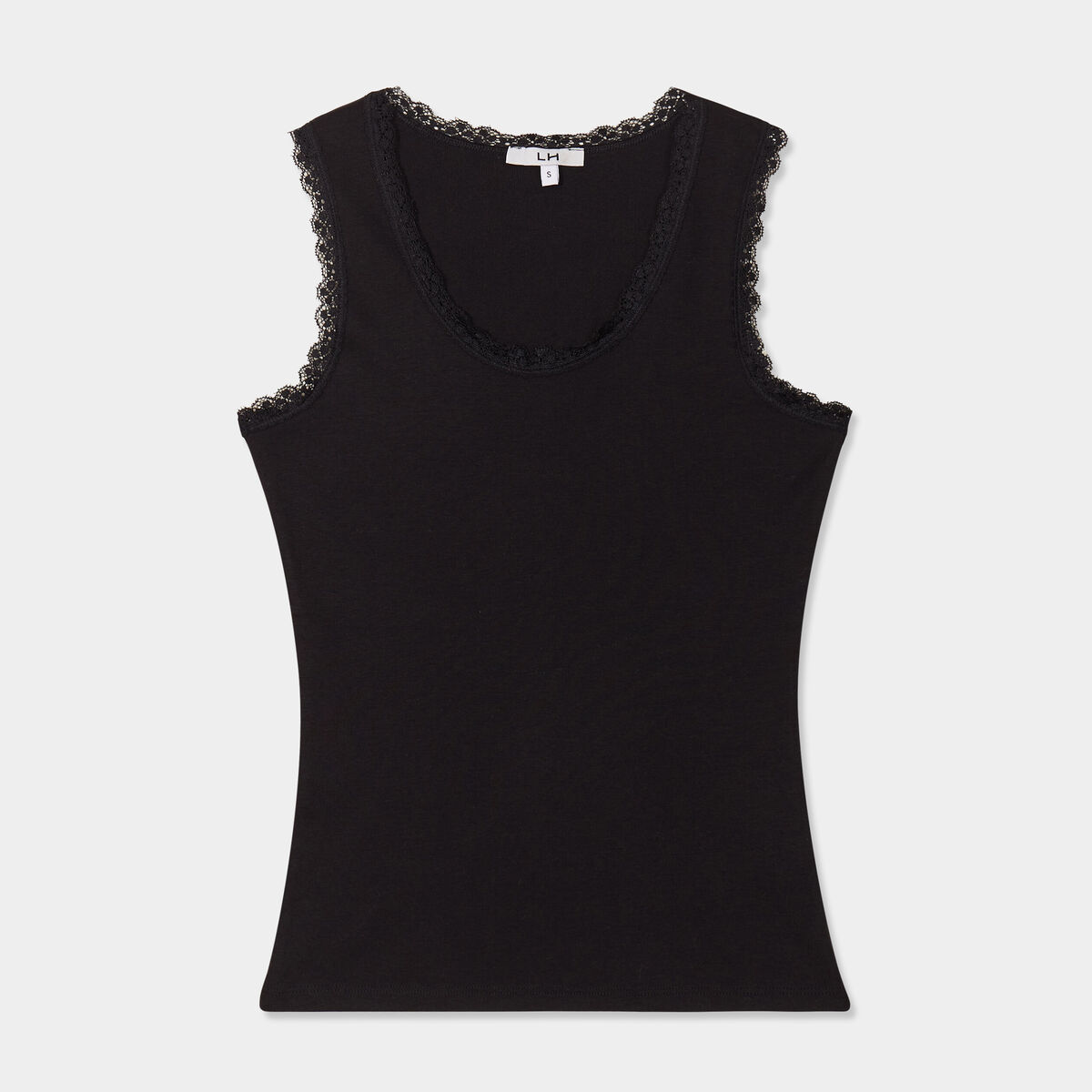 D&eacute;bardeur coton bords dentelle noir femme
