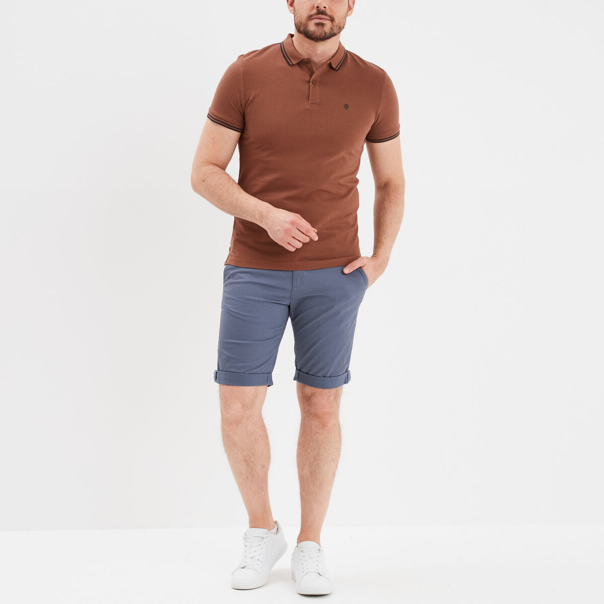 Short chino slim Creeks bleu gris homme