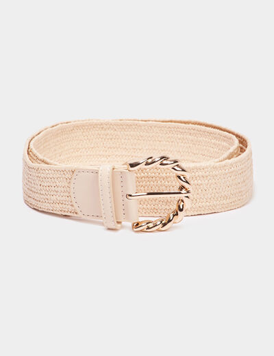 Ceinture tressée à boucle torsadée sable femme