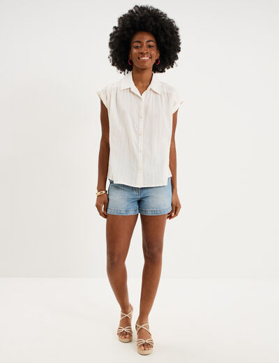 Blouse manches courtes blanc femme