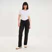 Jean droit taille basse coton denim noir femme