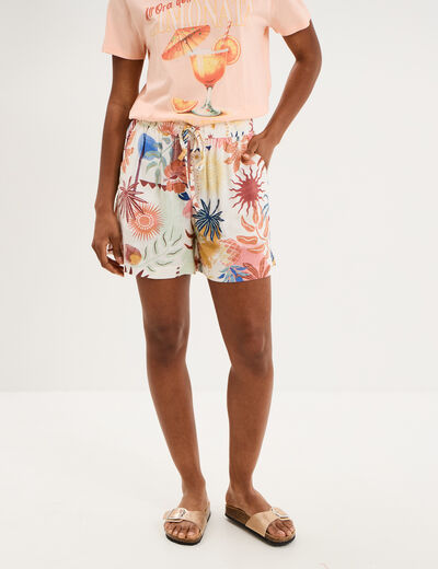 Short large fluide ecru femme