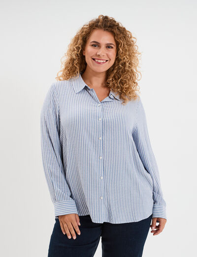 Chemise manches longues bleu marine femme grande taille