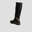 Bottes hautes matelassées avec chaînes noir femme