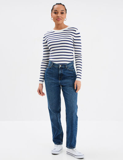 Jeans mom 7/8ème taille haute Creeks denim stone femme