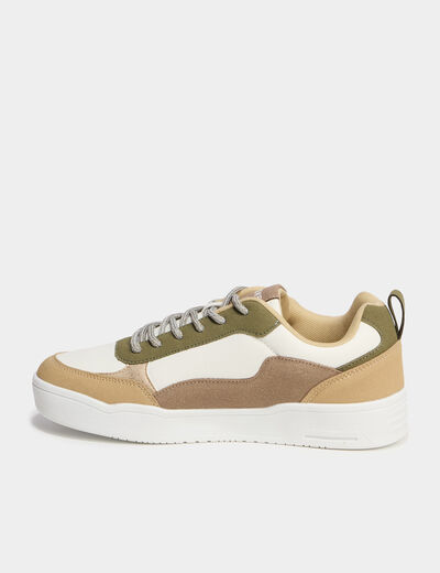 Tennis basses &agrave; lacets vert kaki femme