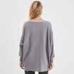 Pull perles et strass au col gris clair femme