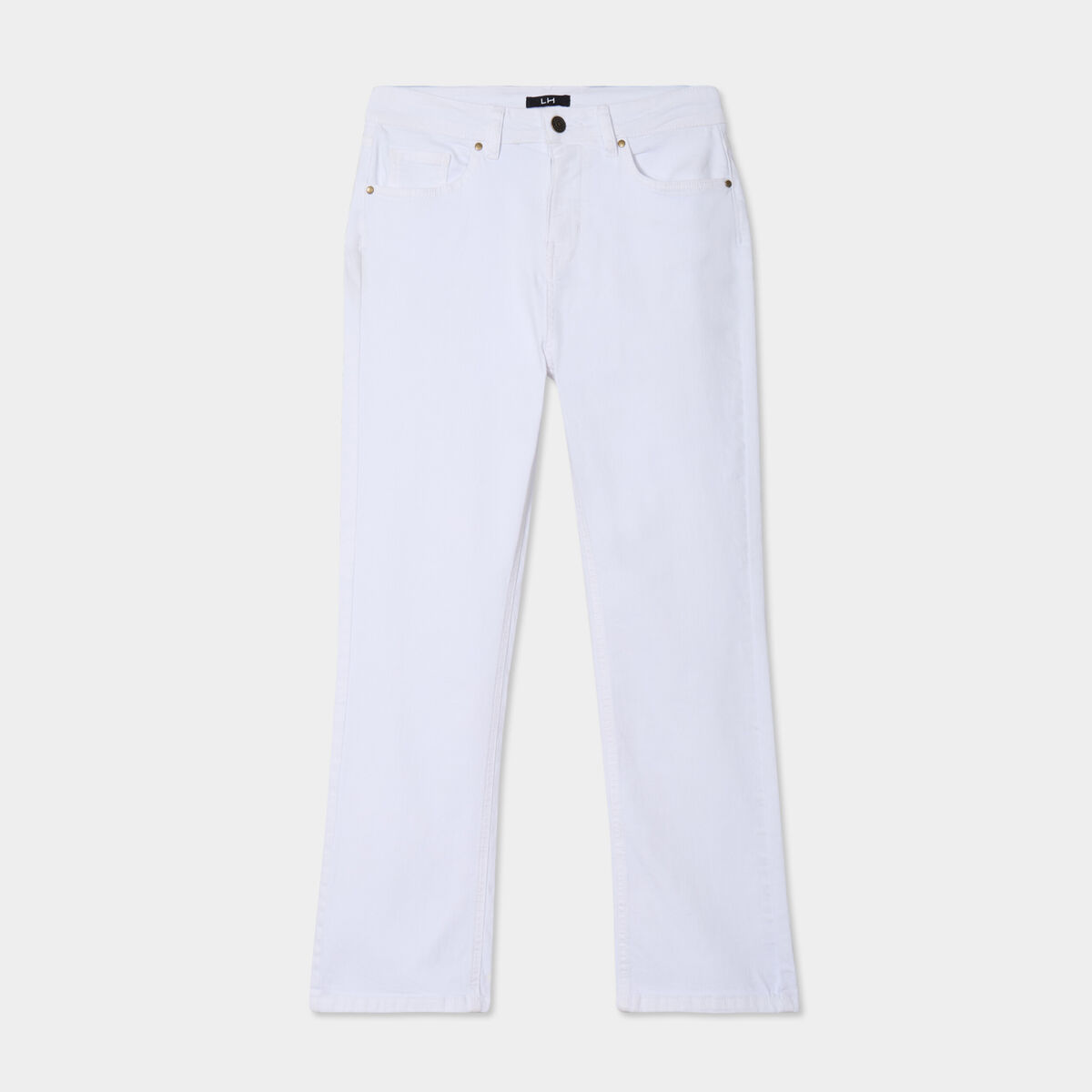 Pantalon flare 7/8&egrave;me taille haute blanc femme