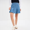 Jupe plissée courte en jean denim double stone femme