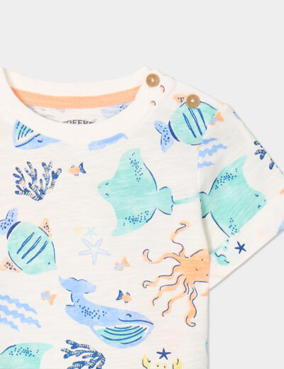 T-shirt manches courtes coton Creeks ecru bébé garçon