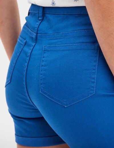 Short en jean slim bleu roi femme