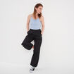 Débardeur cropped côtelé bleu clair femme