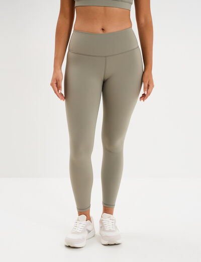 Legging de sport gainant taille haute vert kaki femme