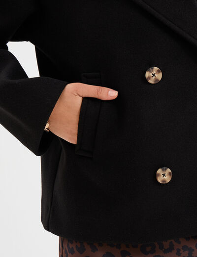 Blouson court boutonné noir femme
