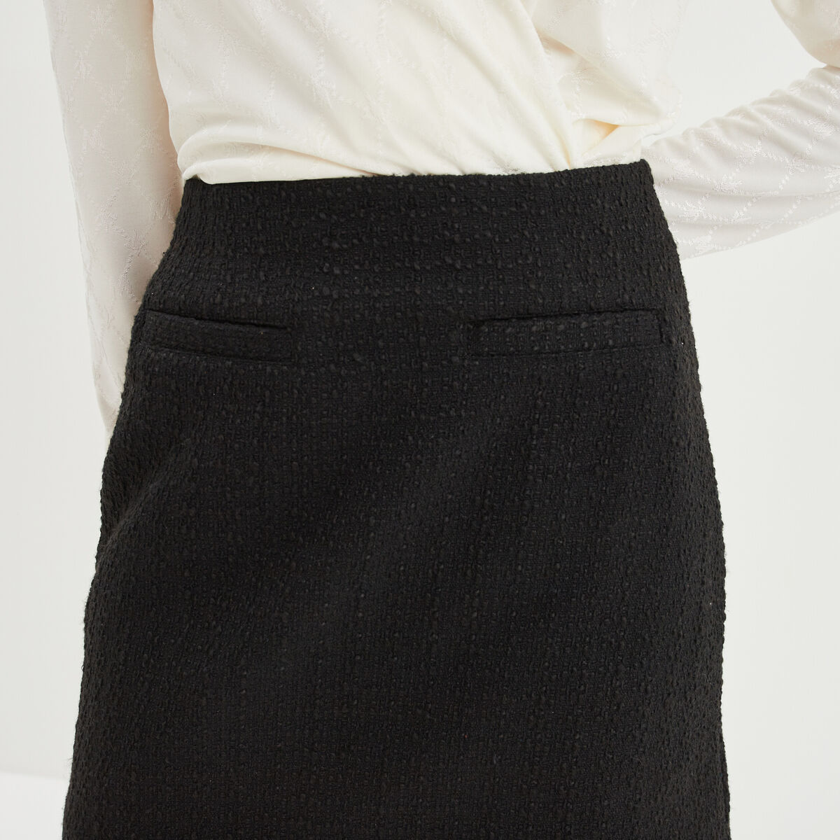 Jupe tweed courte trapèze noir femme