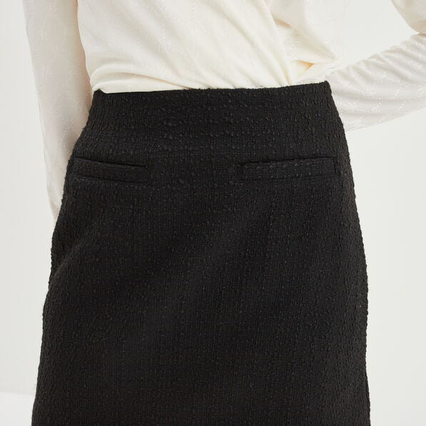 Jupe tweed courte trapèze noir femme