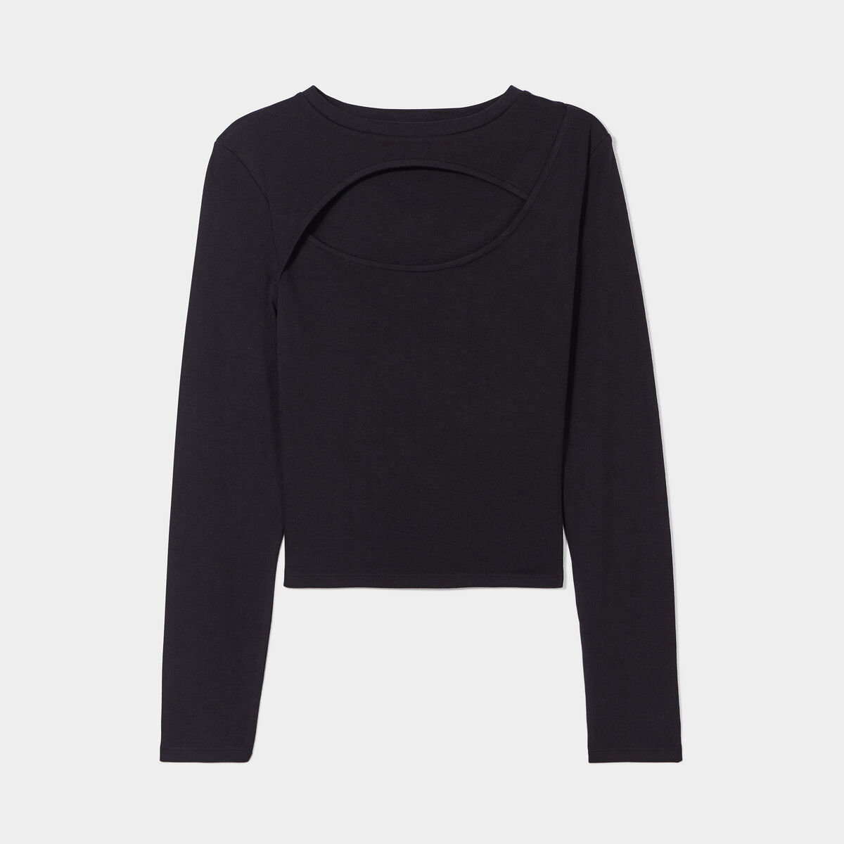 T-shirt court ajust&eacute; ouverture poitrine noir femme